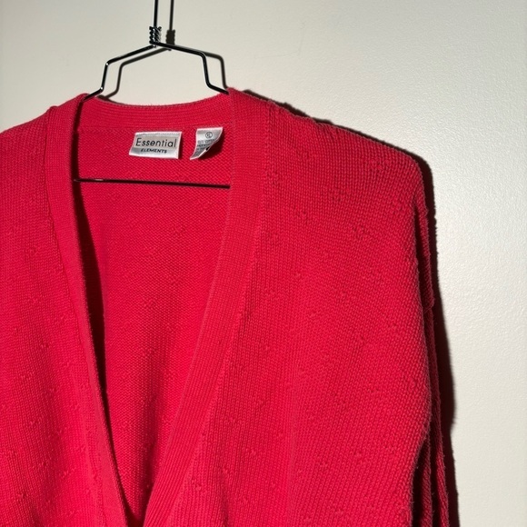 Vintage Essential Elements 100% Cotton Red Cardigan Sweater - Picture 2 of 7